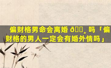 偏财格男命会离婚 🕸 吗「偏财格的男人一定会有婚外情吗」